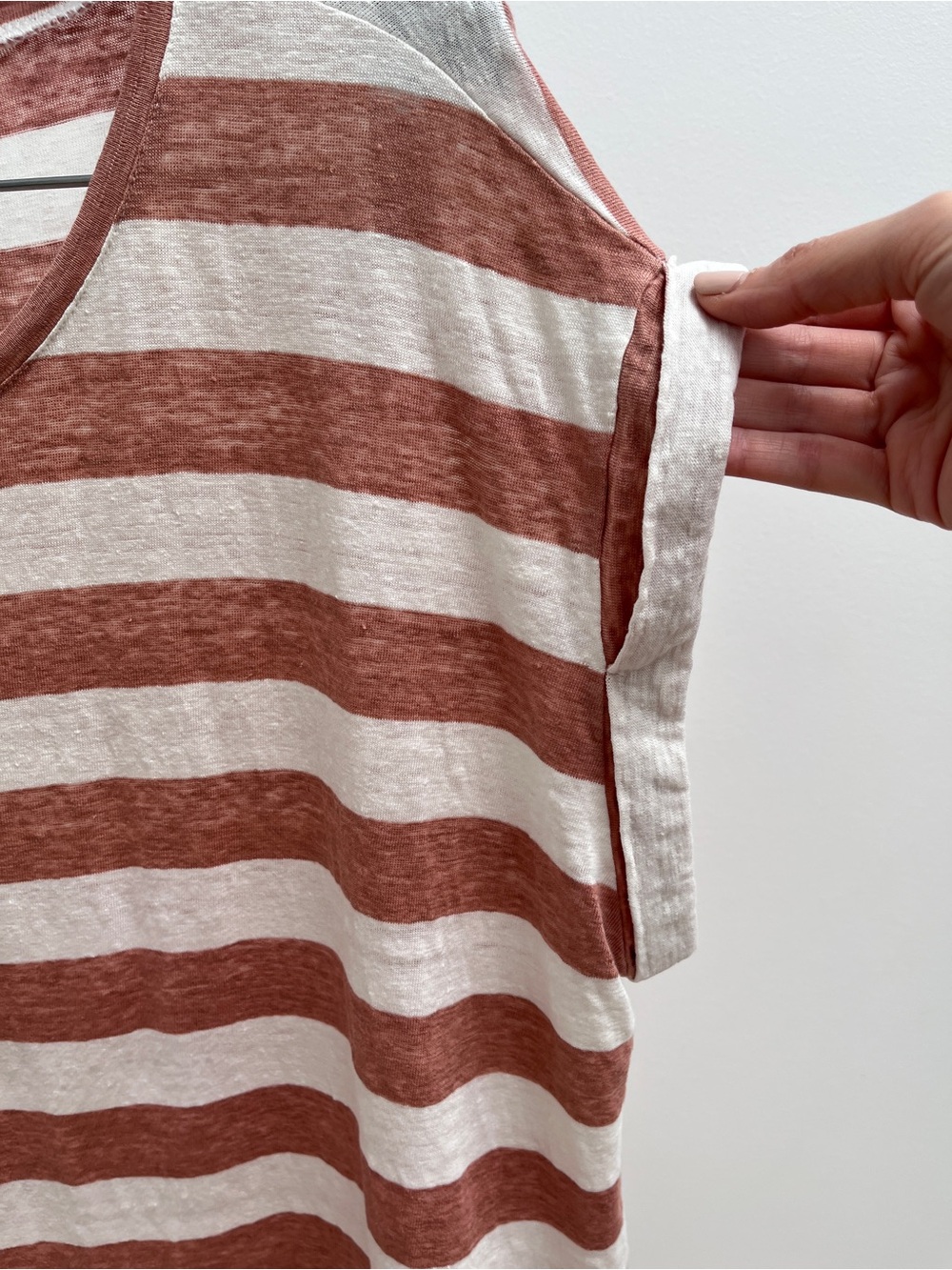 HATCH the linen circle tee 2 striped cuffed sleeves maternity postpartum summer - Picture 2 of 9